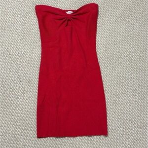 Red mini dress strapless